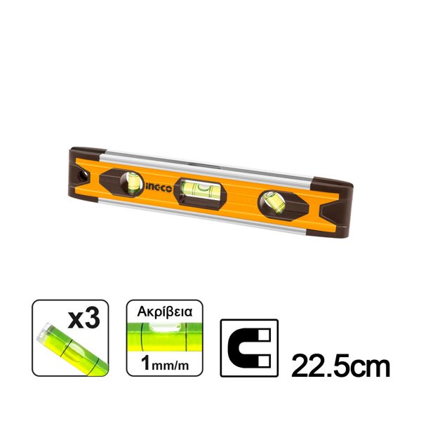 INGCO Αλφάδι Μίνι Μαγνητικό Alu 22.5cm HMSL01030