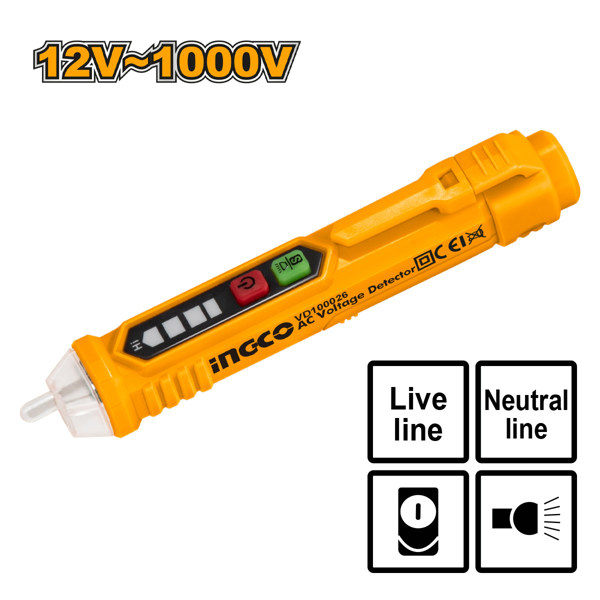 INGCO Ανέπαφο Δοκιμαστικό Τάσης AC 12-1000V/Φακός led VD100026