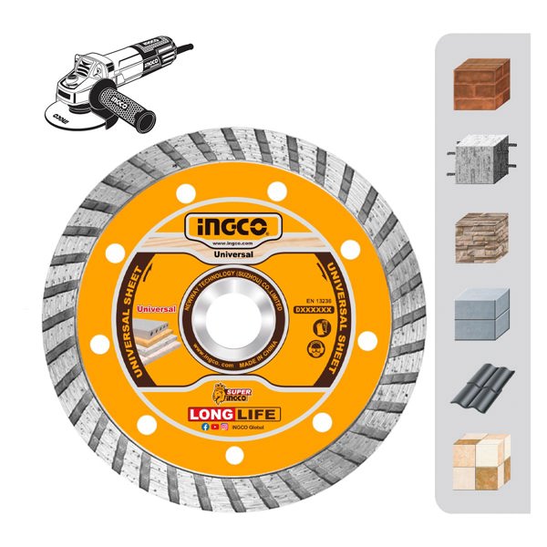 INGCO Διαμαντόδισκος Δομικών Υλικών Turbo 115mm x 7.5mm DMD031152