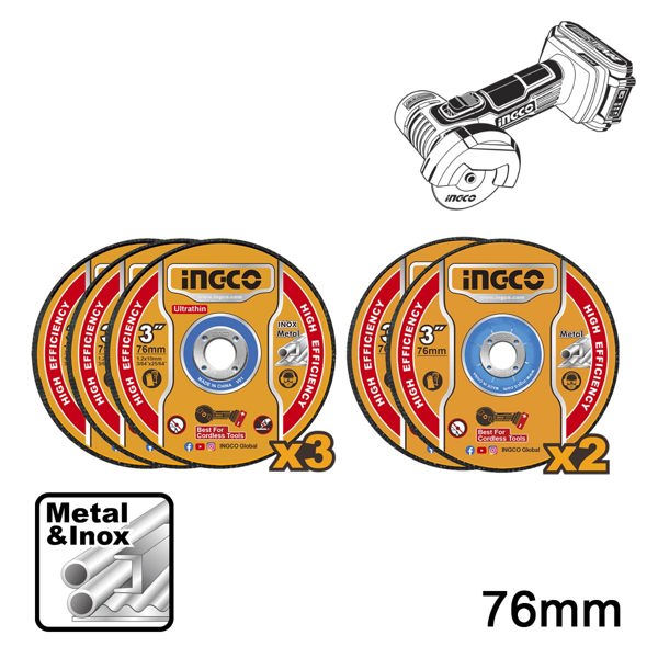 INGCO Δίσκοι Κοπής & Λείανσης Σιδήρου 76mm Σετ 5 τεμ. MCD303768