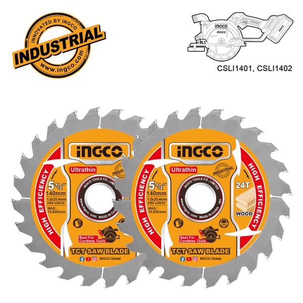 INGCO Δίσκος Κοπής Ξύλου 2 τεμ. Φ140mm TSB1403