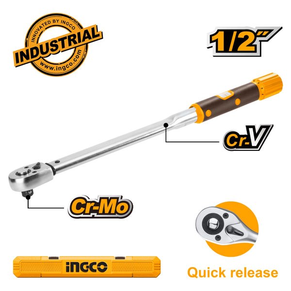 INGCO Δυναμόκλειδο 1/2" 40-200Nm +Βαλίτσα HPTW200N1