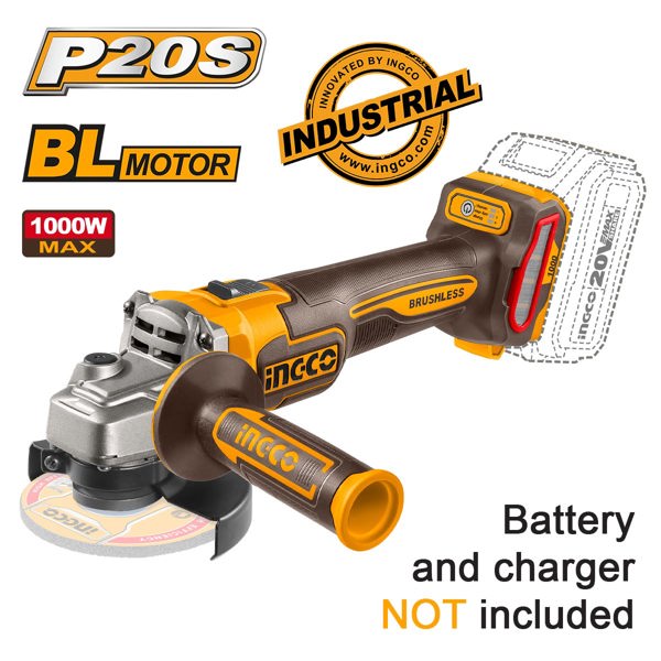 INGCO Γωνιακός Τροχός Μπαταρίας 115mm 20V Li-Ion SOLO CAGLI27153