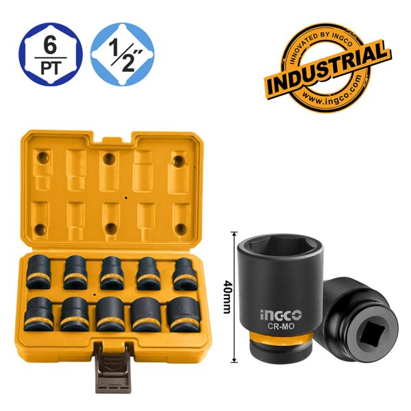 INGCO Καρυδάκια Αέρος 1/2" Σετ 10 τεμ. HKISSD12101