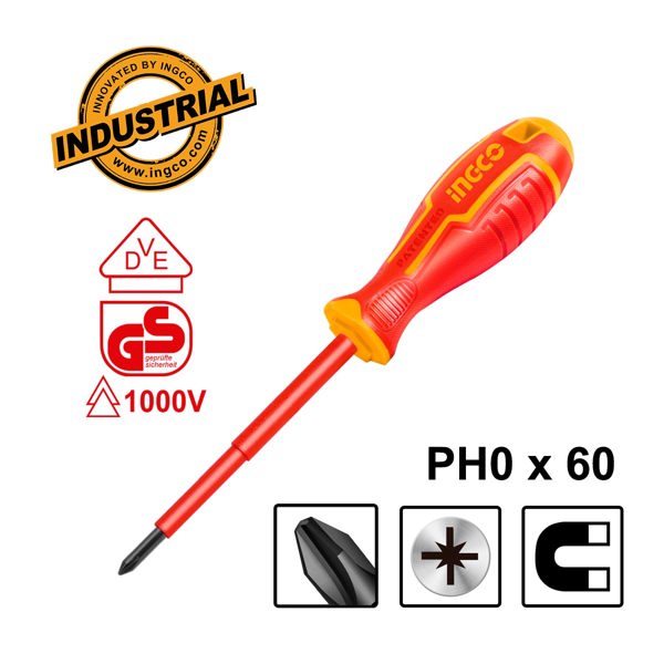 INGCO Κατσαβίδι Ηλεκτρολόγου VDE Σταυρού PH0x60mm HISD81PH060