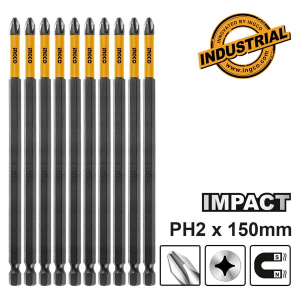 INGCO Κατσαβιδόμυτες 1/4" PH2x150mm 10 τεμ. SDBIM11PH263