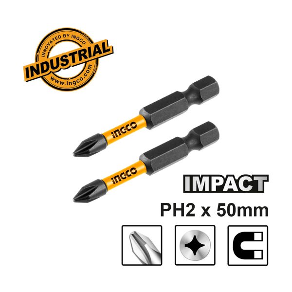 INGCO Κατσαβιδόμυτες Impact PH2x50mm 2 τεμ. SDBIM71PH250