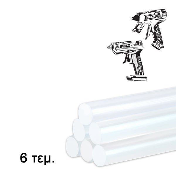 INGCO Κόλλα Θερμόκολλα Διάφανη 6 τεμ. AKTGS2061