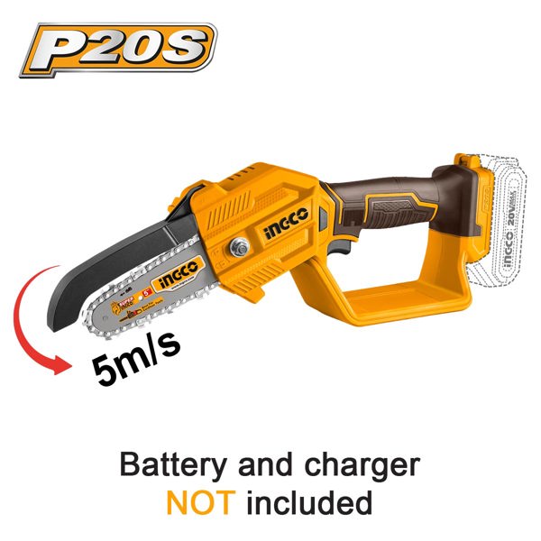 INGCO Μίνι Αλυσοπρίονο Μπαταρίας 20V Li-Ion με 5"/12.7cm Λάμα SOLO CGSLI2058