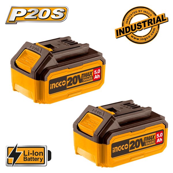INGCO Μπαταρίες 20V 5.0Ah Li-Ion 2 τεμ. COSLI240464E