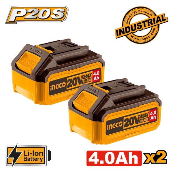 INGCO Μπαταρίες 20V 4.0Ah Li-Ion 2 τεμ. COSLI240312E