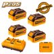 INGCO Μπαταρίες 4 τεμ. 20V 4.0Ah + Ταχυφορτιστής 4A  2 Θέσεων + Βαλίτσα Σετ 6 τεμ. FBCLI20244