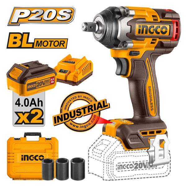 INGCO Μπουλονόκλειδο Κρουστικό Μπαταρίας 20V Li-Ion 500-650Nm CIWLI2050E