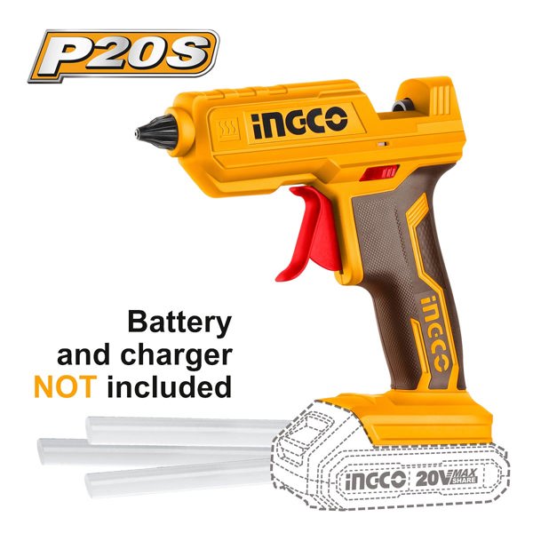 INGCO Πιστόλι Θερμόκολλας Μπαταρίας 20V Li-Ion SOLO CGGLI2001