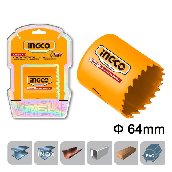 INGCO Ποτηροτρύπανο Bi-Metal 64mm HSB10641