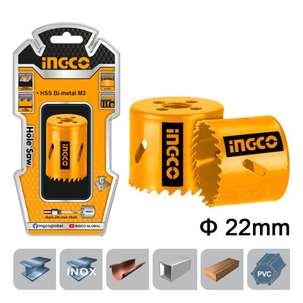 INGCO Ποτηροτρύπανο Bi-Metal 22mm HSB10221