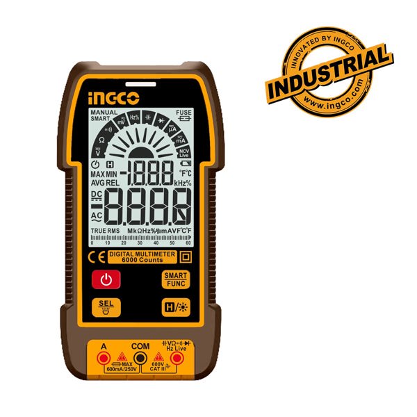 INGCO Ψηφιακό Πολύμετρο 600V True RMS με Μέτρηση AC/DC/ Αντίστασης/ Χωρητικότητας/ Συχνότητας/ NCV DM16004