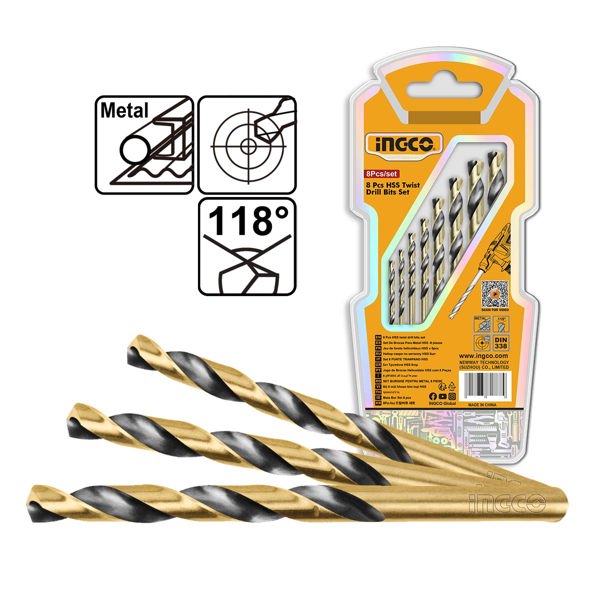 INGCO Τρυπάνια Μετάλλου HSS 2-8mm Σετ 8 τεμ. AKDB0801