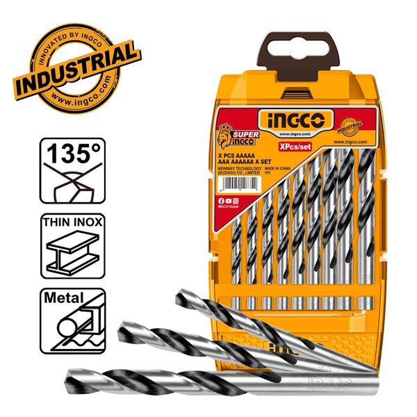 INGCO Τρυπάνια Μετάλλου HSS 2-10mm Σετ 9 τεμ. AKD1095