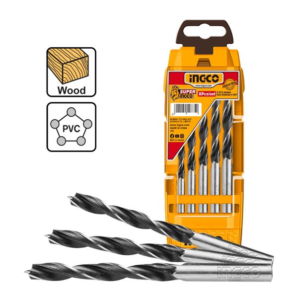 INGCO Τρυπάνια Ξύλου 4-10mm Σετ 5 τεμ. AKD5058