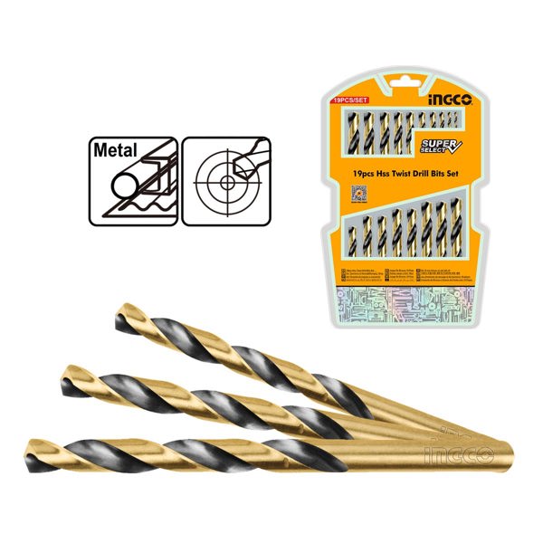 INGCO Τρυπάνια Μετάλλου HSS 1-10mm Σετ 19 τεμ. AKDB9190