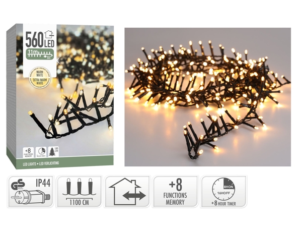 560 LED Φωτάκια - 11 Μέτρα - Χρονοδιακόπτης - Extra Θερμό Λευκό 8720573813075