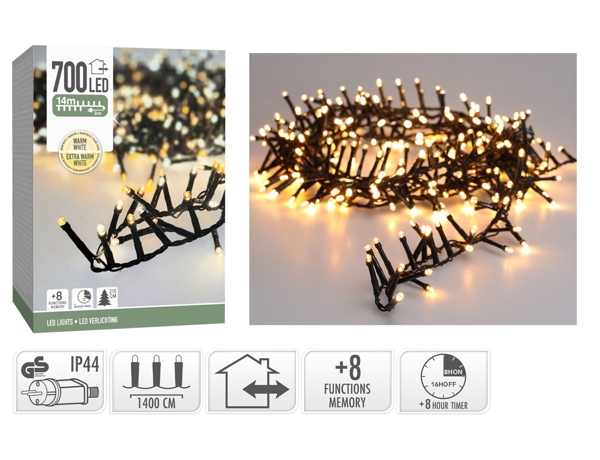 700 LED Φωτάκια - 14 Μέτρα - Χρονοδιακόπτης - Θερμό Λευκό 8720573813082