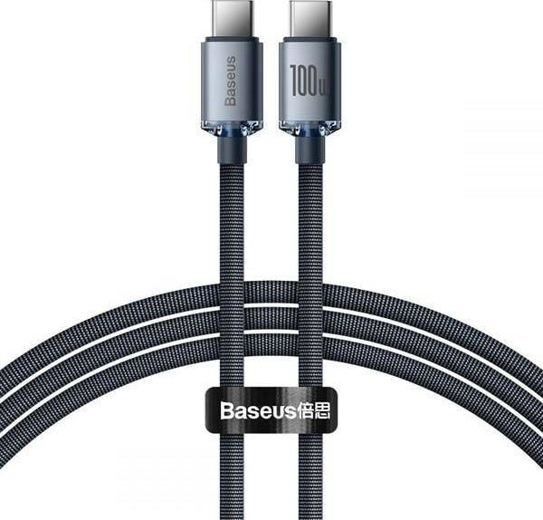 Baseus Crystal Shine Braided USB 2.0 Cable USB-C male - USB-C male Μαύρο 1.2m (CAJY000601) (BASCAJY000601)
