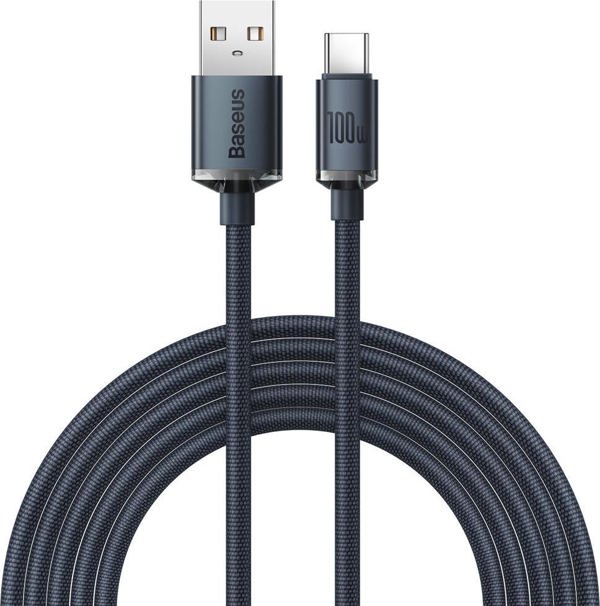 Baseus Crystal Shine Braided USB 2.0 Cable USB-C male - USB-A male Μαύρο 2m (CAJY000501) (BASCAJY000501)