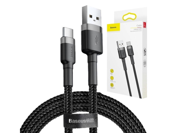 Baseus Cafule Braided USB 2.0 Cable USB-C male - USB-A male Μαύρο 3m (CATKLF-UG1) (BASCATKLF-UG1)