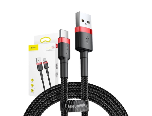 Καλώδιο USB Baseus USB-A - USB-C 0.5 m Μαύρο-κόκκινο (CATKLF-A91)
