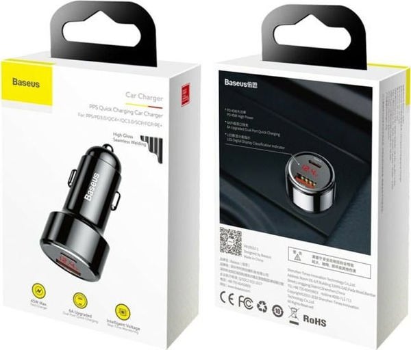 Φορτιστής Baseus BS-C20C 1x USB-A 1x USB-C 6 A (BSU057BLK)
