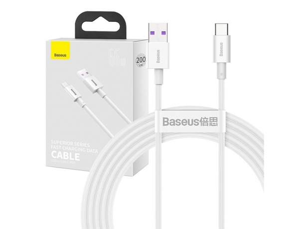 Baseus Superior USB 2.0 Cable USB-C male - USB-A male Λευκό 2m (CATYS-A02) (BASCATYSA02)