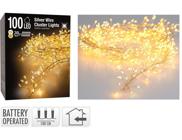 Deco 100 Φωτάκια MicroLED - 1 Μέτρο + 0.5 Μέτρο σύνδεσης , Πυκνή Διάταξη, Ασημί συρμάτινο καλώδιο - Θερμό λευκό 8720573754804