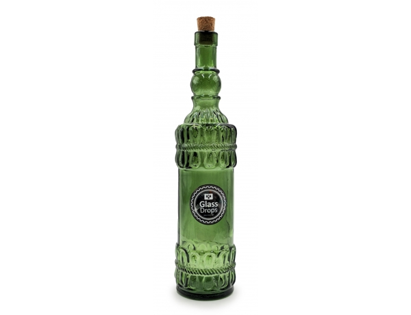 Διακοσμητικό Μπουκάλι με πώμα Glass Drops Lazos (5043DB622) Aπό 100% ανακυκλωμένο γυαλί, Xωρητικότητας 700ml, Διαστάσεων Ø 8 x Υ 34 cm, Οld Green 8435456432068