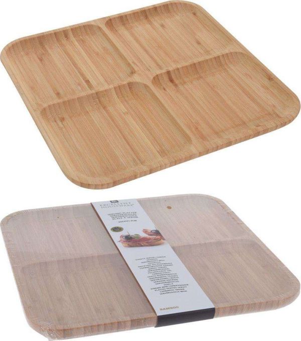 Πιατέλα Bamboo Excellent Houseware με 4 ξεχωριστά τμήματα 8719987314643