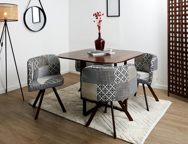 Εξυπνη Τραπεζαρία Home Deco Factory με 4 Καρέκλες που Μπαίνουν Εσωτερικά και πιάνει ελάχιστο Χώρο - Γκρι 3664944422037