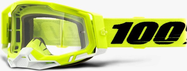 100% Μάσκα Motocross Racecraft 2 Fluo Yellow, Διαφανής Αντιθαμβωτικός Φακός & 10 Tear-offs