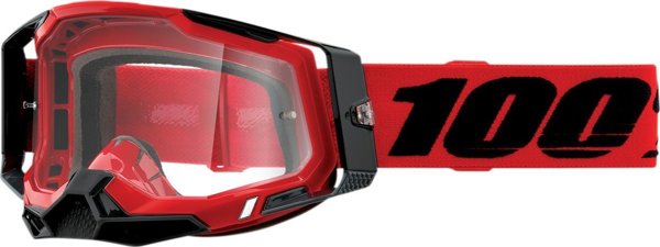 100% Goggles Racecraft 2 Μάσκα Motocross, Κόκκινο, Διαφανής Αντιθαμβωτικός Φακός & 10 Tear-offs