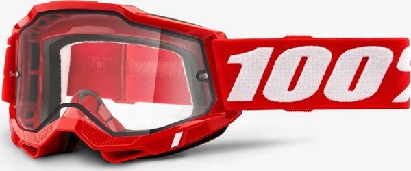 100% Accuri 2 Enduro Μάσκα Motocross Κόκκινη με Διαφανή Διπλό Φακό