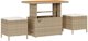 Σετ Κήπου 10 Τεμαχίων με Καναπέδες και Μαξιλάρια Μπεζ Πολυρατάν Ακακία, διθέσιος καναπές με αποθηκευτικό χώρο και μαξιλάρια, σετ τραπεζαρίας 3 τεμαχίων σε μπεζ πολυρατάν ακακίας