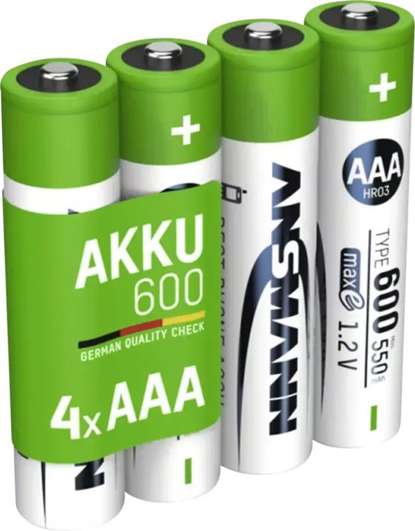 1x4 Ansmann NiMH Akku Micro AAA Typ 600 min.550 mAh 1311-0022