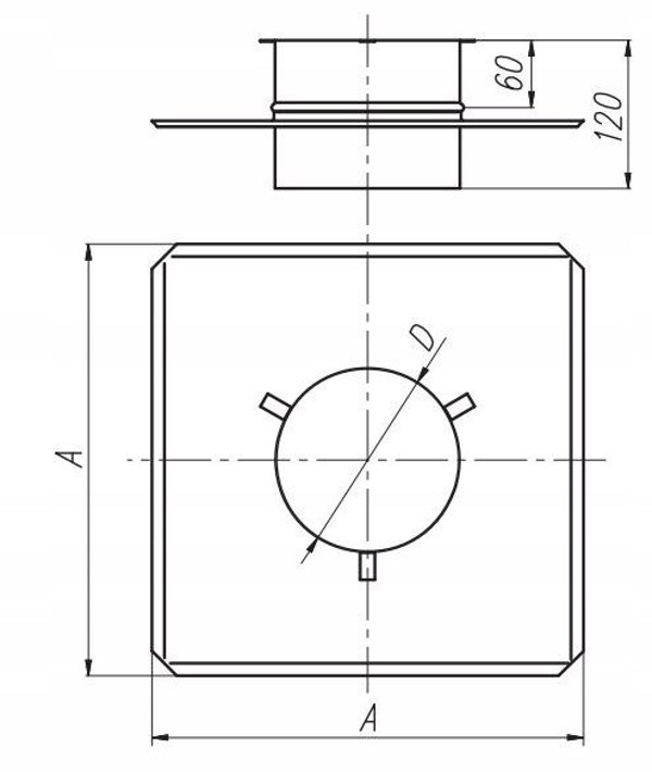 SpiroFlex Πλάκα Στέγης Εξαερισμού 200mm, Ανοξείδωτη, 2 Θέσεων