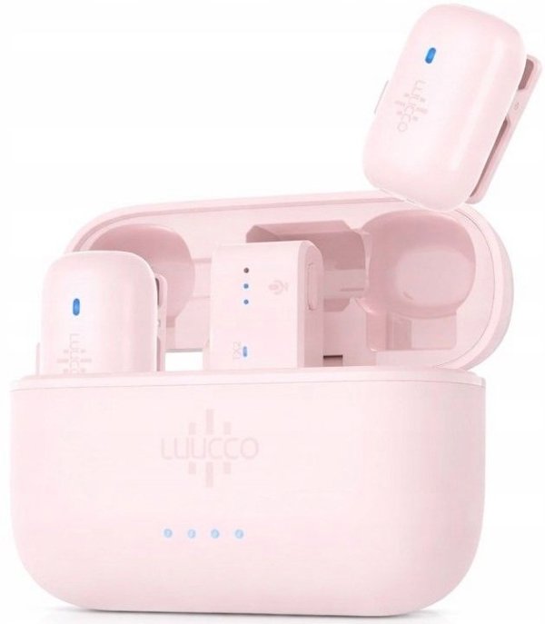 Σετ 2 Mini Ασύρματα Μικρόφωνα Clip 100m USB Type-C Ροζ Minipods K2