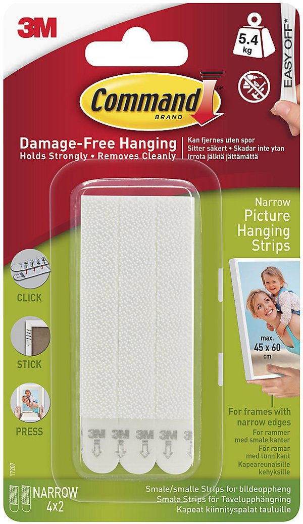 3M Command Strips Narrow 4pcs, white (7100337191)