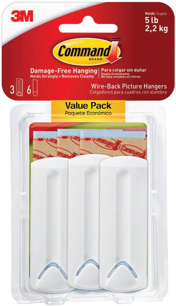 3M Command wieszaki do obrazów na drucie Value Pack, biały, 3 ophäng + 6