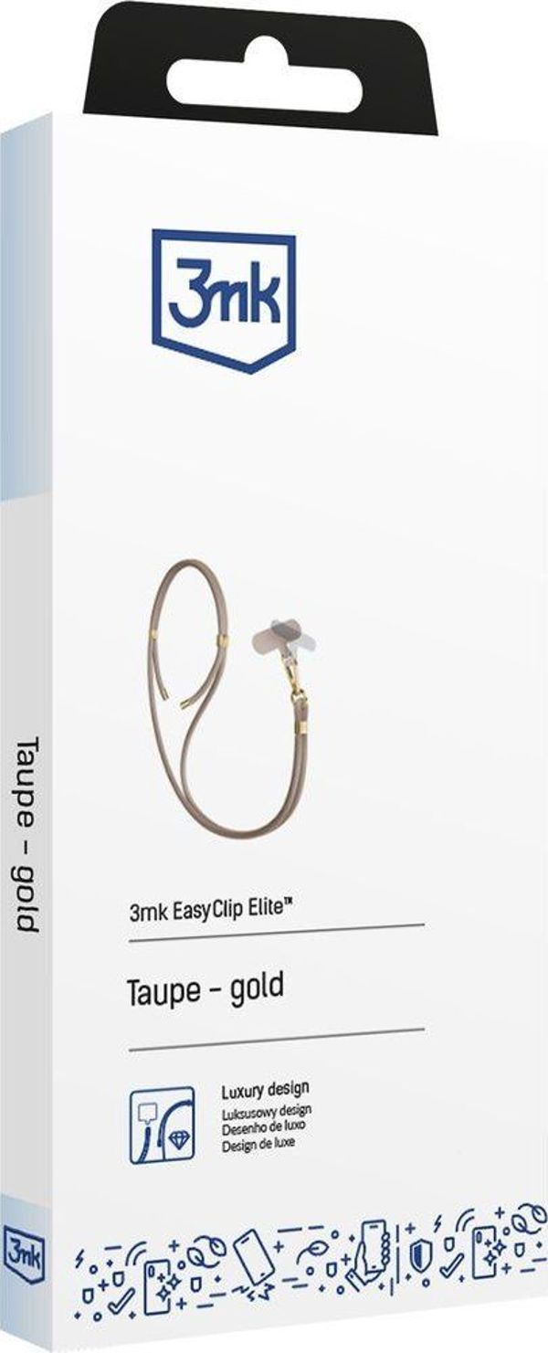 3mk Smycz do telefonu EasyClip Elite - Taupe (beżowa ze złotymi dodatkami) [outlet]