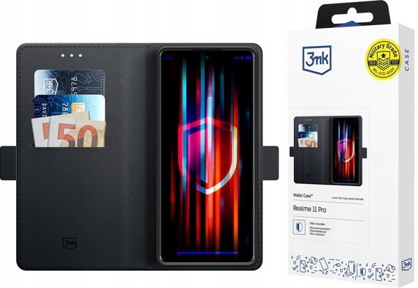 3MK Θήκη Πορτοφόλι για Realme 11 Pro, Μαύρο