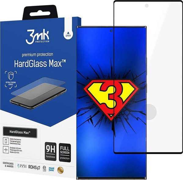 3MK Σκληρυμένο Γυαλί 3MK HardGlass Max για Samsung Galaxy S23 Ultra Μαύρο Finger Print