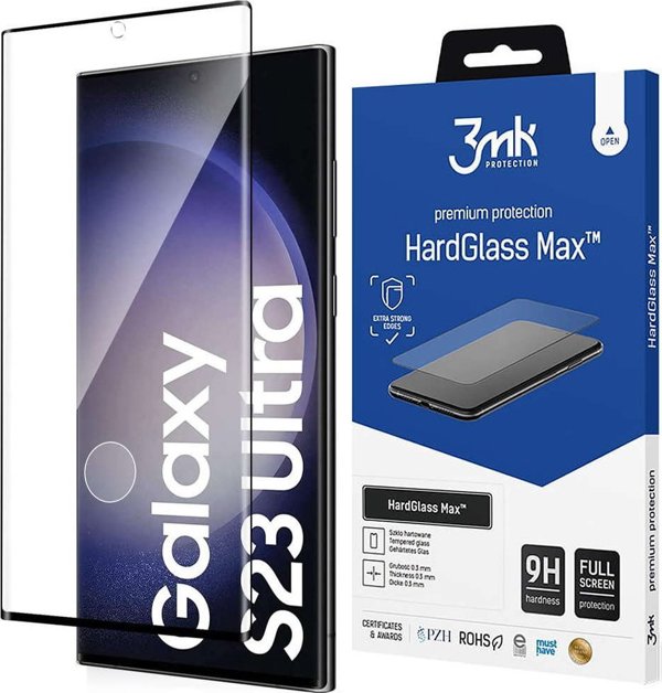 3MK Σκληρυμένο Γυαλί 3MK HardGlass Max για Samsung Galaxy S23 Ultra Μαύρο Finger Print